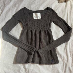 Y2K Abercrombie Babydoll Brown Cable Knit Long Sleeve Sweater Layering Top